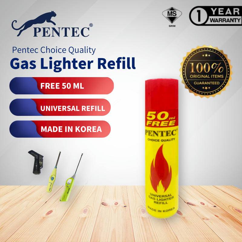 PENTEC Universal Butane Gas Refill For Lighter 300ml Free 50ml